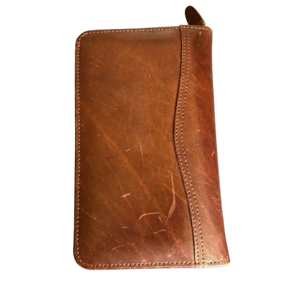 Day-Timer 7 1/2” x 4 1/2” Brown Genuine Leather Planner